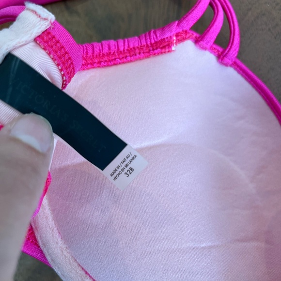 Victoria’s Secret Bombshell Push-Up Bikini Top VS swim 32B hot pink halter - Picture 5 of 9